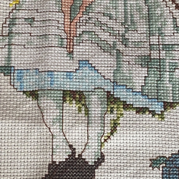 Norman Rockwell vintage cross stitch with couple & animals - Picture 11 of 16